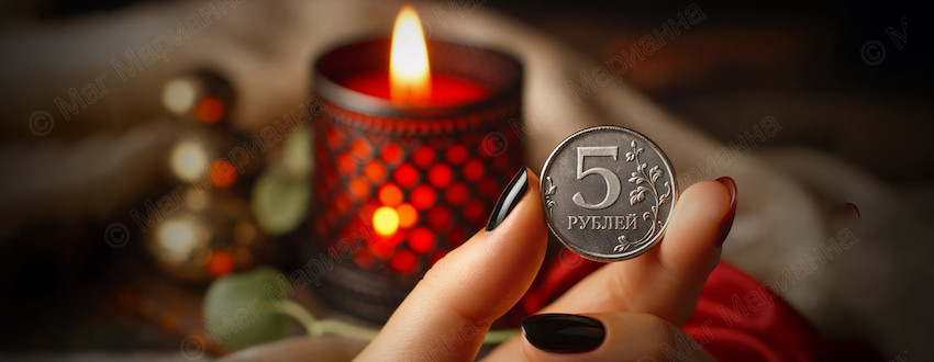 Обряд «монеты под порог» на деньги в день зимнего Солнцестояния. Можно сделать и в другой день